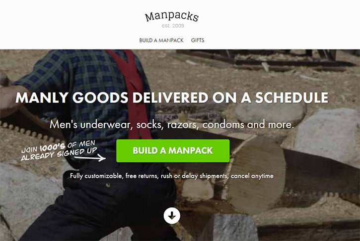 manpacks website design