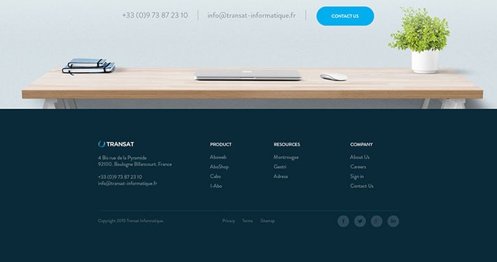 Transat Website Footer