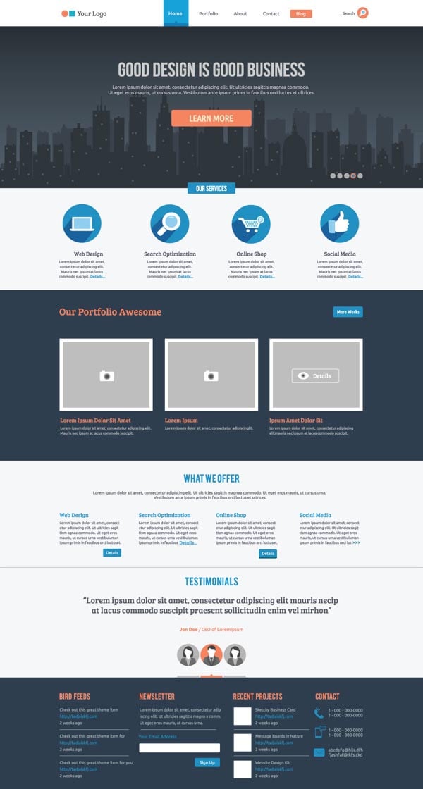 Free Flat Website Template