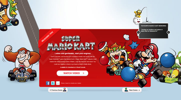 mario kart history timeline parallax ui