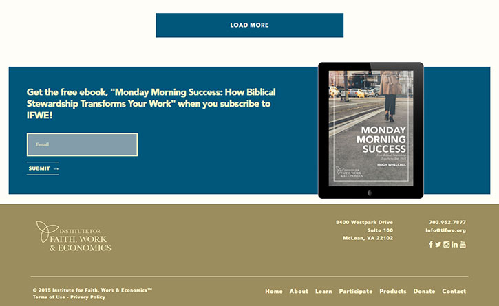 Faith, Work, & Economics Website Footer Design