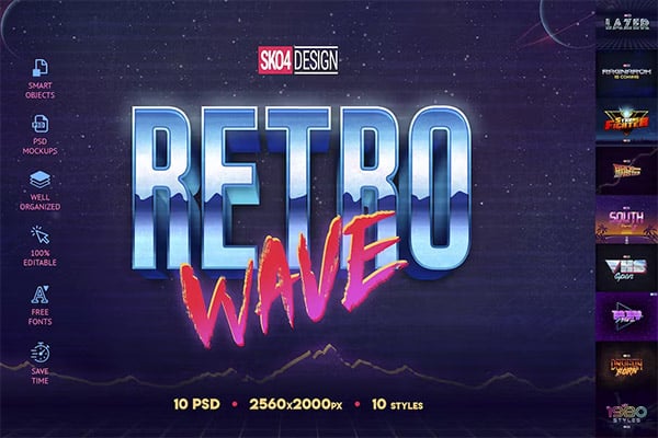 80s Retro Text Effects