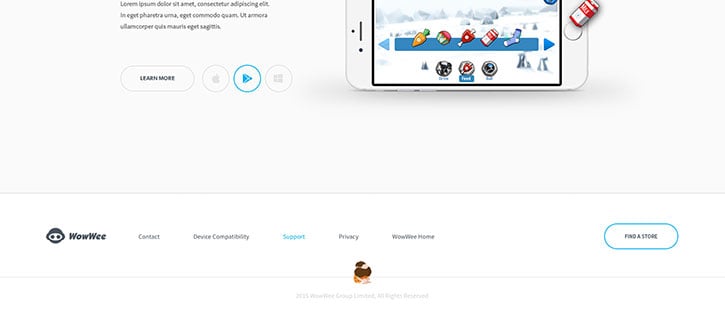 WowWee Website Footer Design