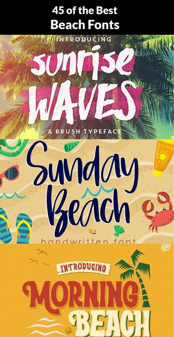 45 of the Best Beach Fonts - Image for Pinterest