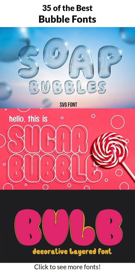 35 of the Best Bubble Fonts - Image for Pinterest