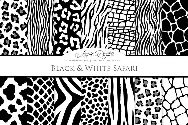 Black & White Safari Animal Prints