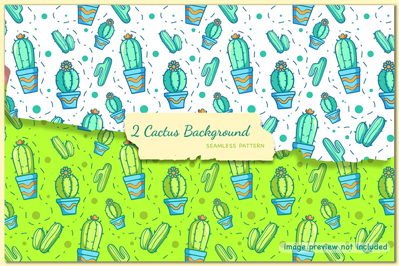 Cactus Background Seamless Pattern