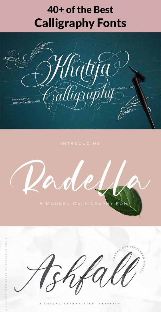 40+ of the Best Calligraphy Fonts - Image for Pinterest