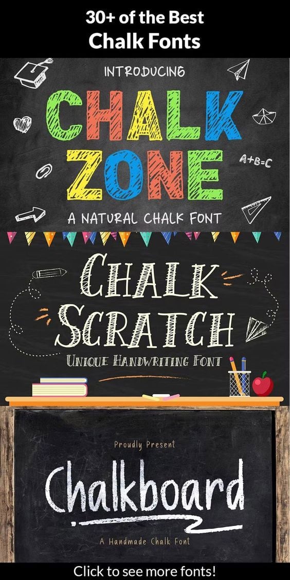 30+ of the Best Chalk Fonts - Image for Pinterest