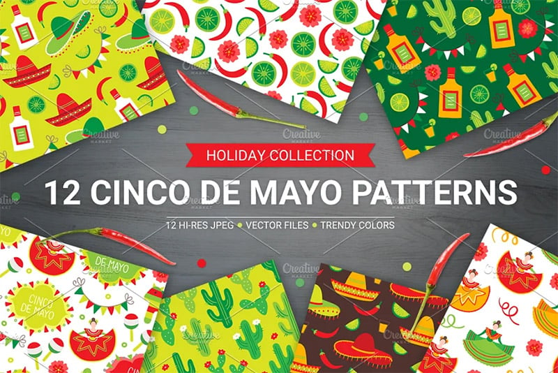 Cinco de Mayo Seamless Patterns