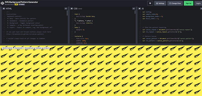 SVG Background Pattern Generator on Codepen