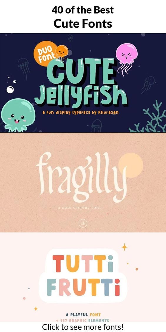 40 of the Best Cute Fonts - Image for Pinterest