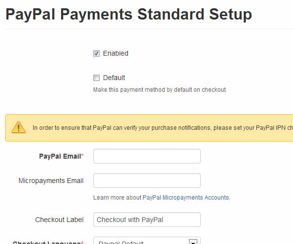 PayPal setup