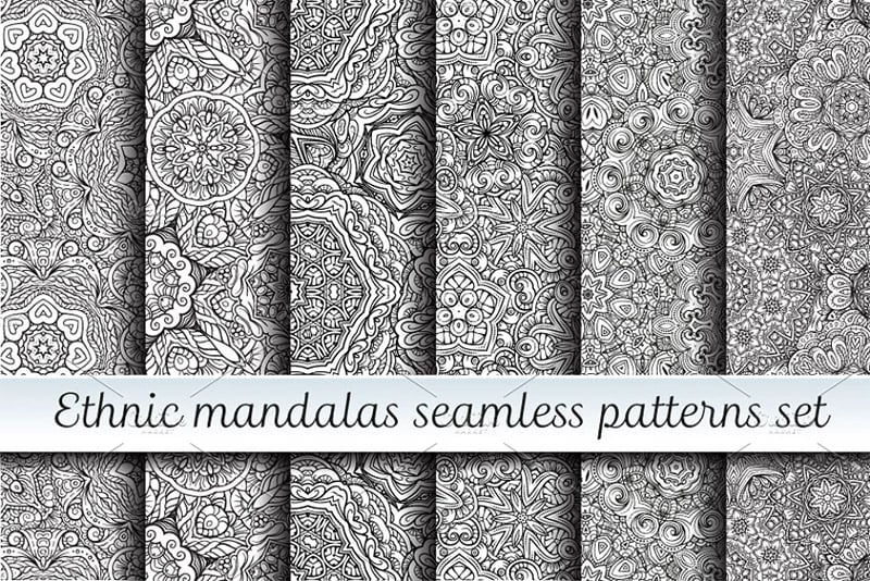 Ethnic Mandala Seamless Pattern Set