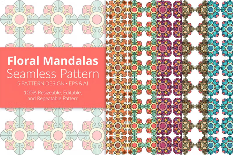 Floral Mandalas Seamless Patterns