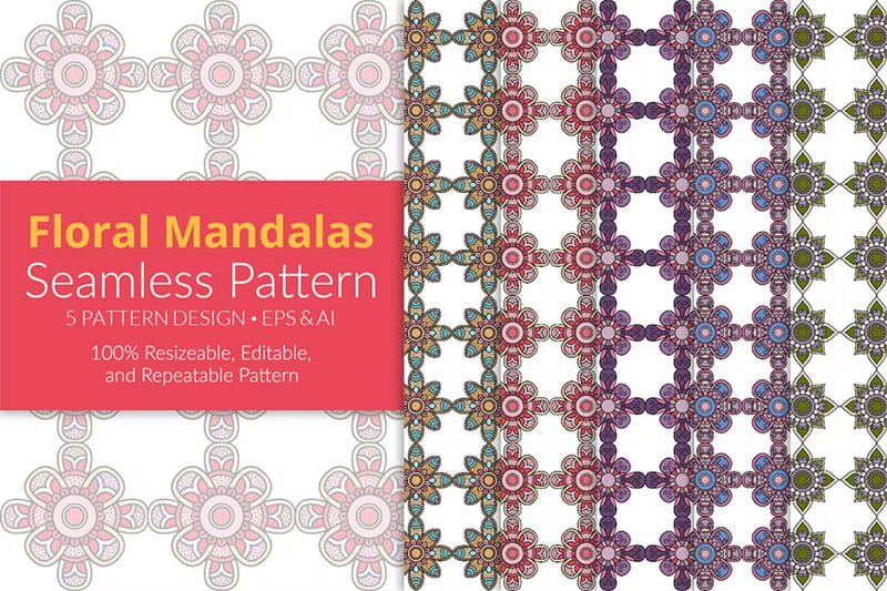 Floral Mandalas Seamless Patterns