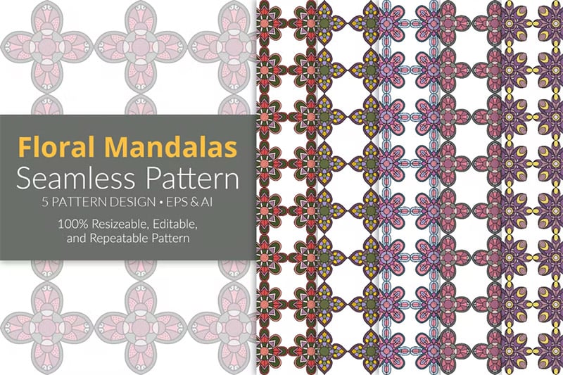 Floral Mandalas Seamless Patterns