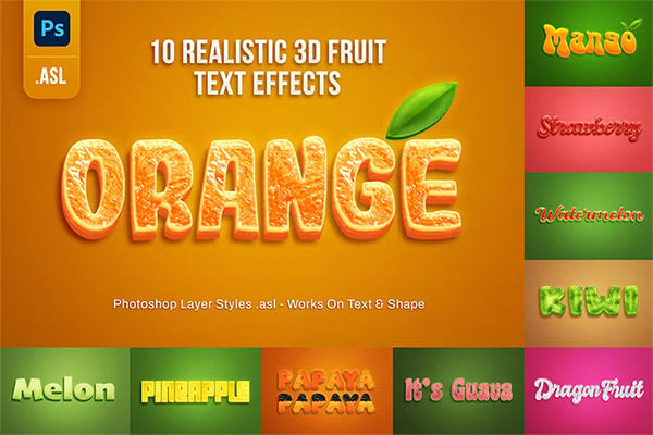 3D Fruit Text Effects