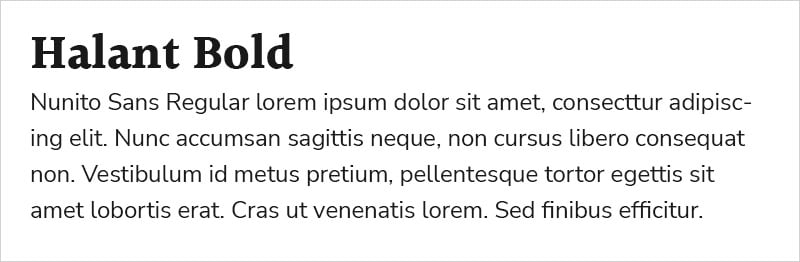 Halant Bold and Nunito Sans