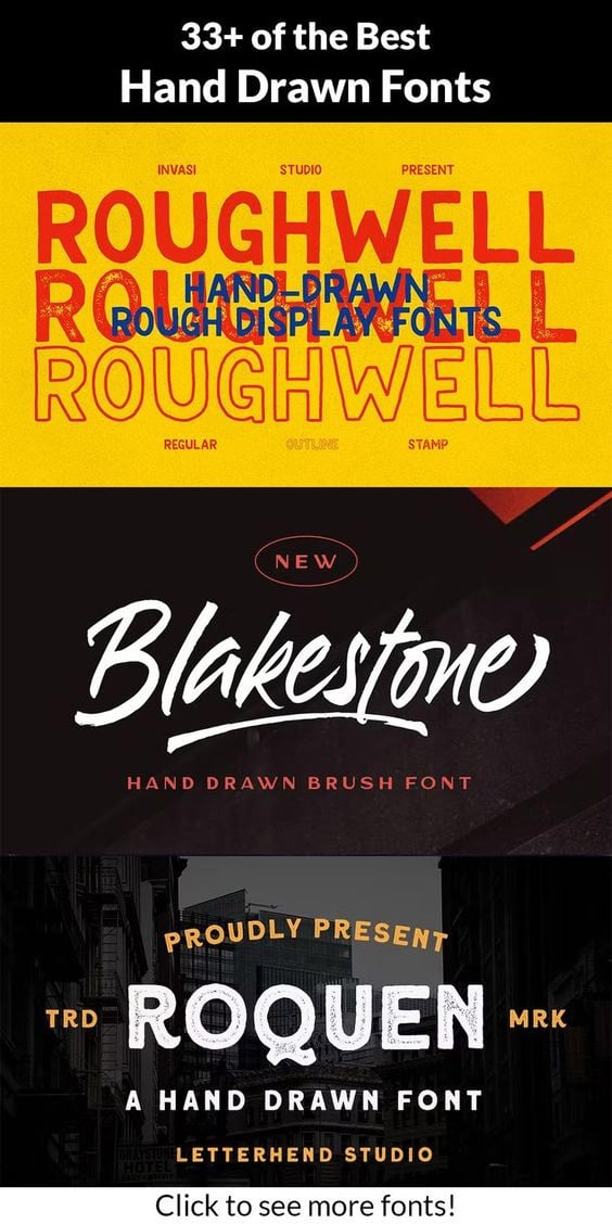 33+ of the Best Hand-Drawn Fonts - Image for Pinterest