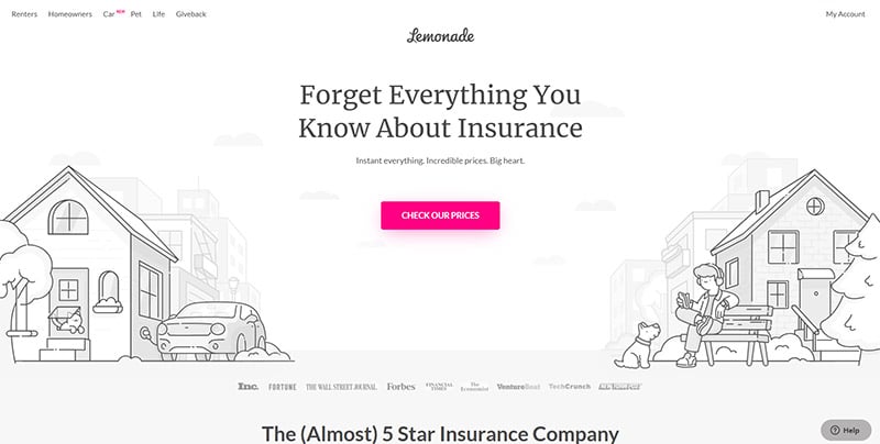 Insurance Website Design - Lemonade