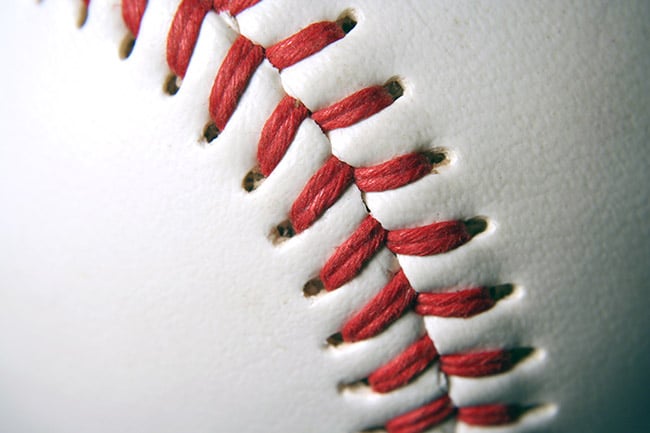 Baseball stitching closeup