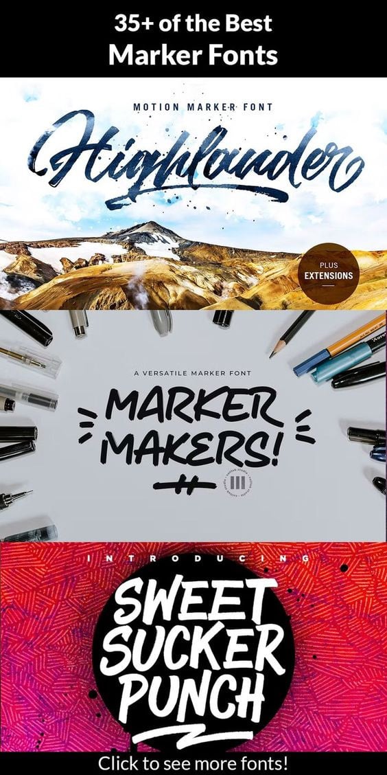 35+ of the Best Marker Fonts - Image for Pinterest