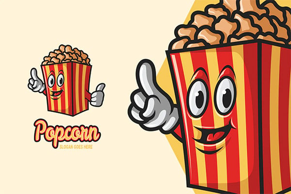 Popcorn mascot logo