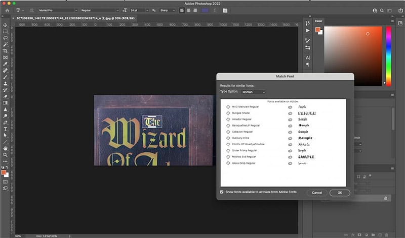 Matching Fonts from Photoshop