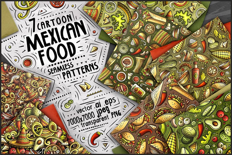 Mexican Food Seamless Patterns