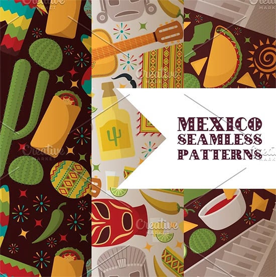 Mexico Symbols Seamless Pattern