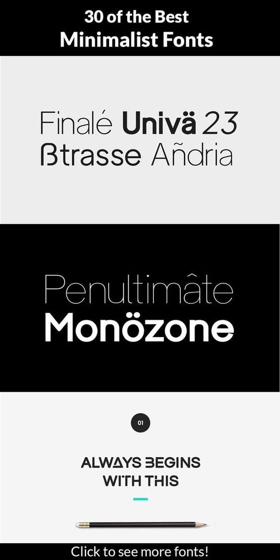 30 of the Best Minimalist Fonts - Image for Pinterest