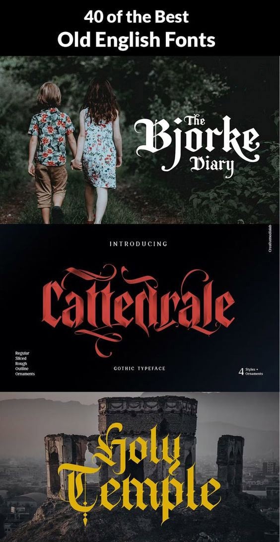 40 of the Best Old English Fonts - Image for Pinterest