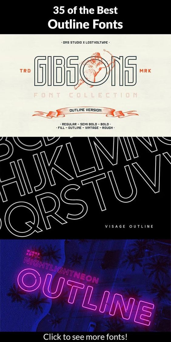 35 of the Best Outline Fonts - Image for Pinterest