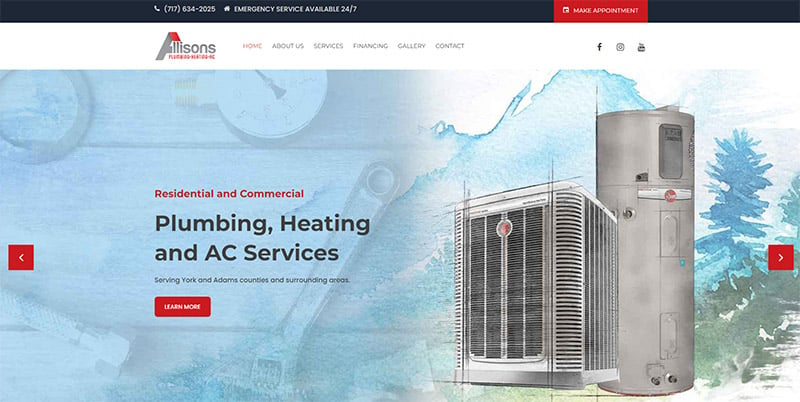 Plumbing Websites - Allisons Plumbing