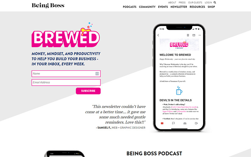 Podcast Websites - Being Boss