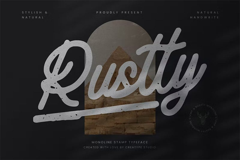 Rustty - Monoline Stamp Typeface