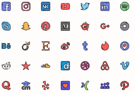 Lineal and Lineal Color Social Icon Set