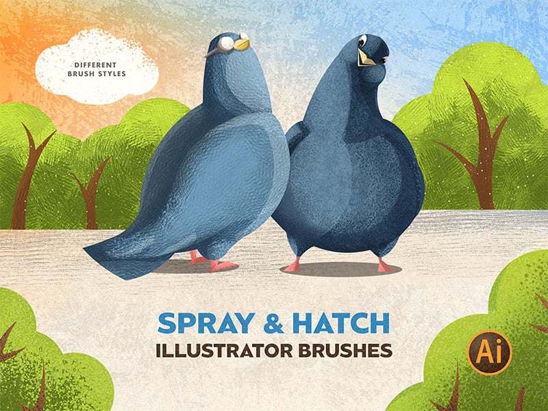 Spray and Hatch Illustrator Brushes