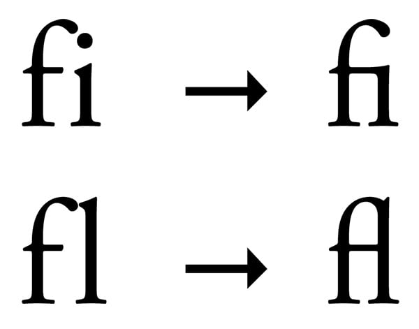 Example of standard ligatures