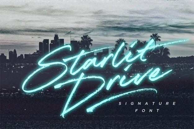 Starlit Drive - Textured Signature Font