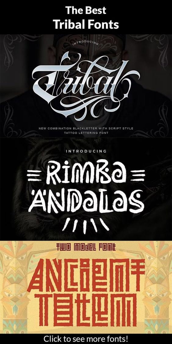 The Best Tribal Fonts - Image for Pinterest