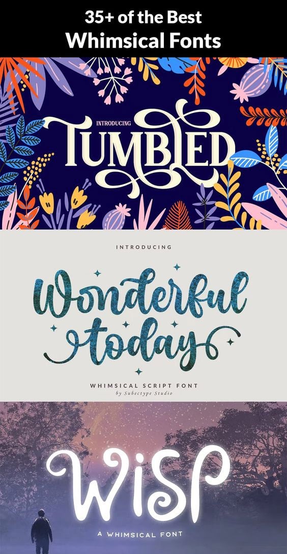 35+ of the Best Whimsical Fonts - Image for Pinterest