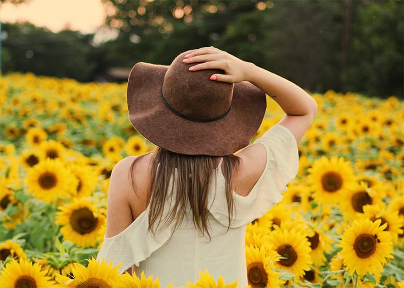 Woman in Sunflower Field