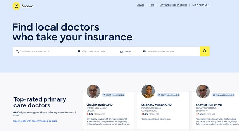 Zocdoc Website Design