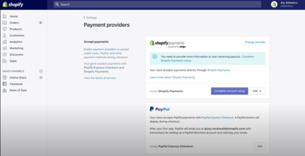 Shopify payments