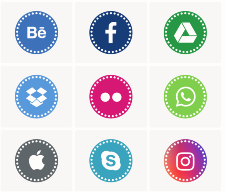 Circle Dotted Social Media Icons