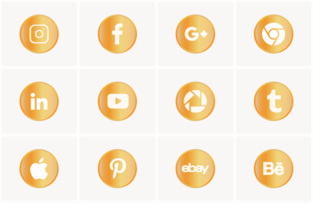 Golden Button Social Icon Set