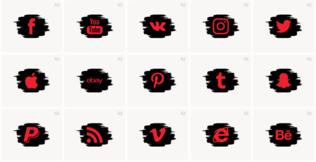 Black and Red Scribble Icon Set