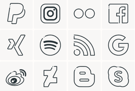 Minimal Thin Line Social Media Icons